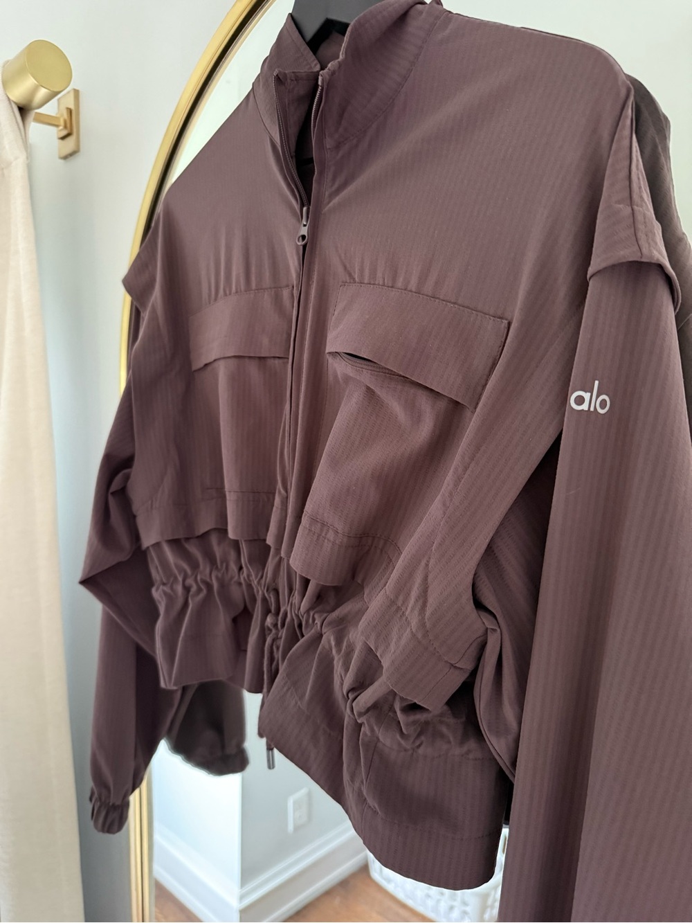 ALO Yoga Cropped Bomber Jacket in Mauve